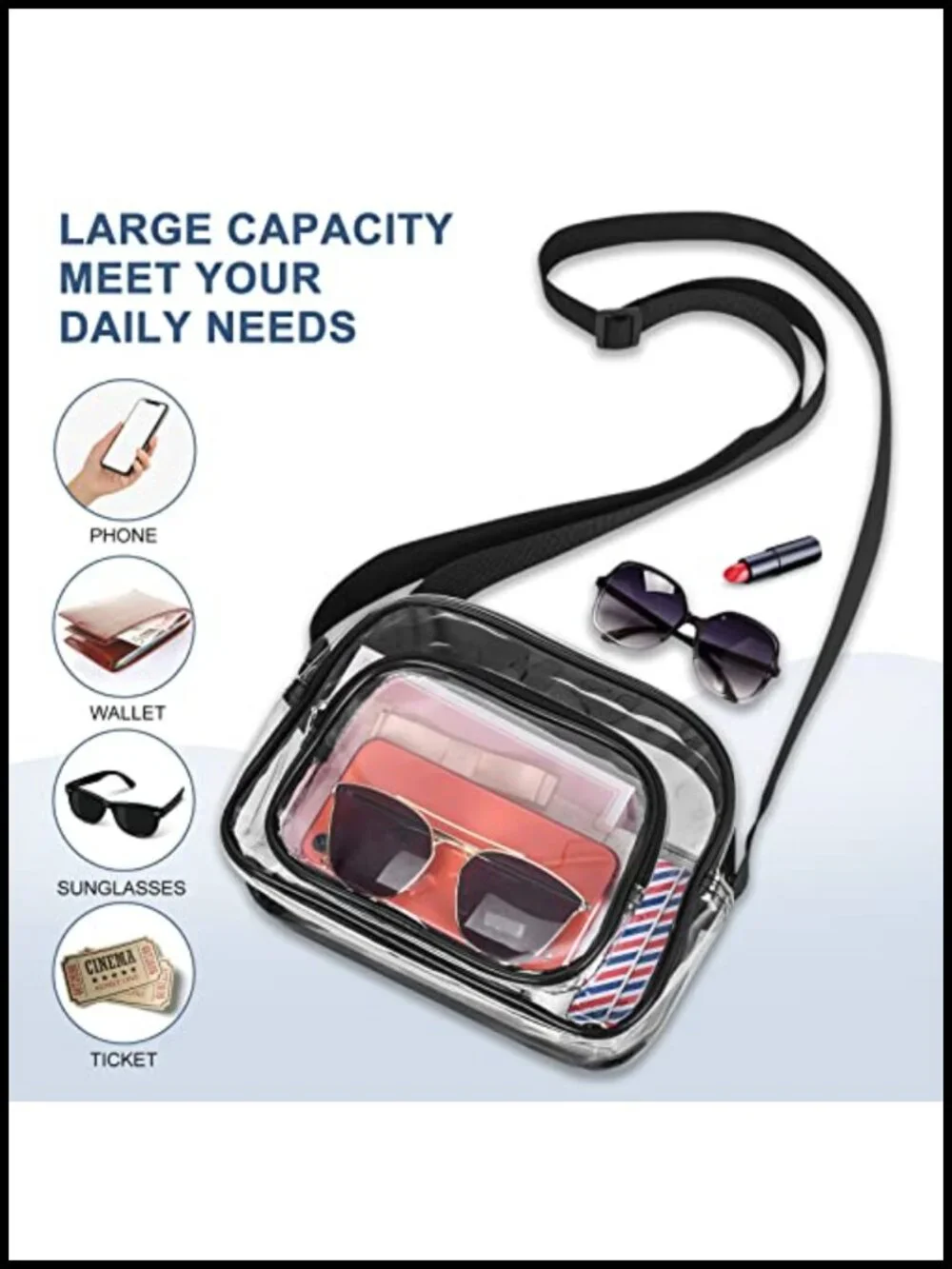 Stadium Approved Clear Satchel Bag Crossbody PVC Purse Concerts Events